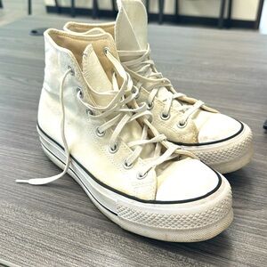 Women's High-Top Platform Canvas Sneakers - Cream Converse size 7